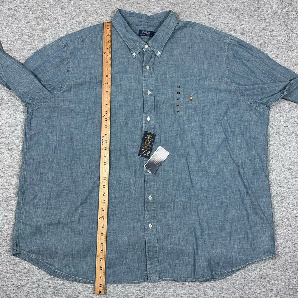 Polo Ralph Lauren Shirt Mens 4XB Blue Chambray Long Sleeve Button Down NEW